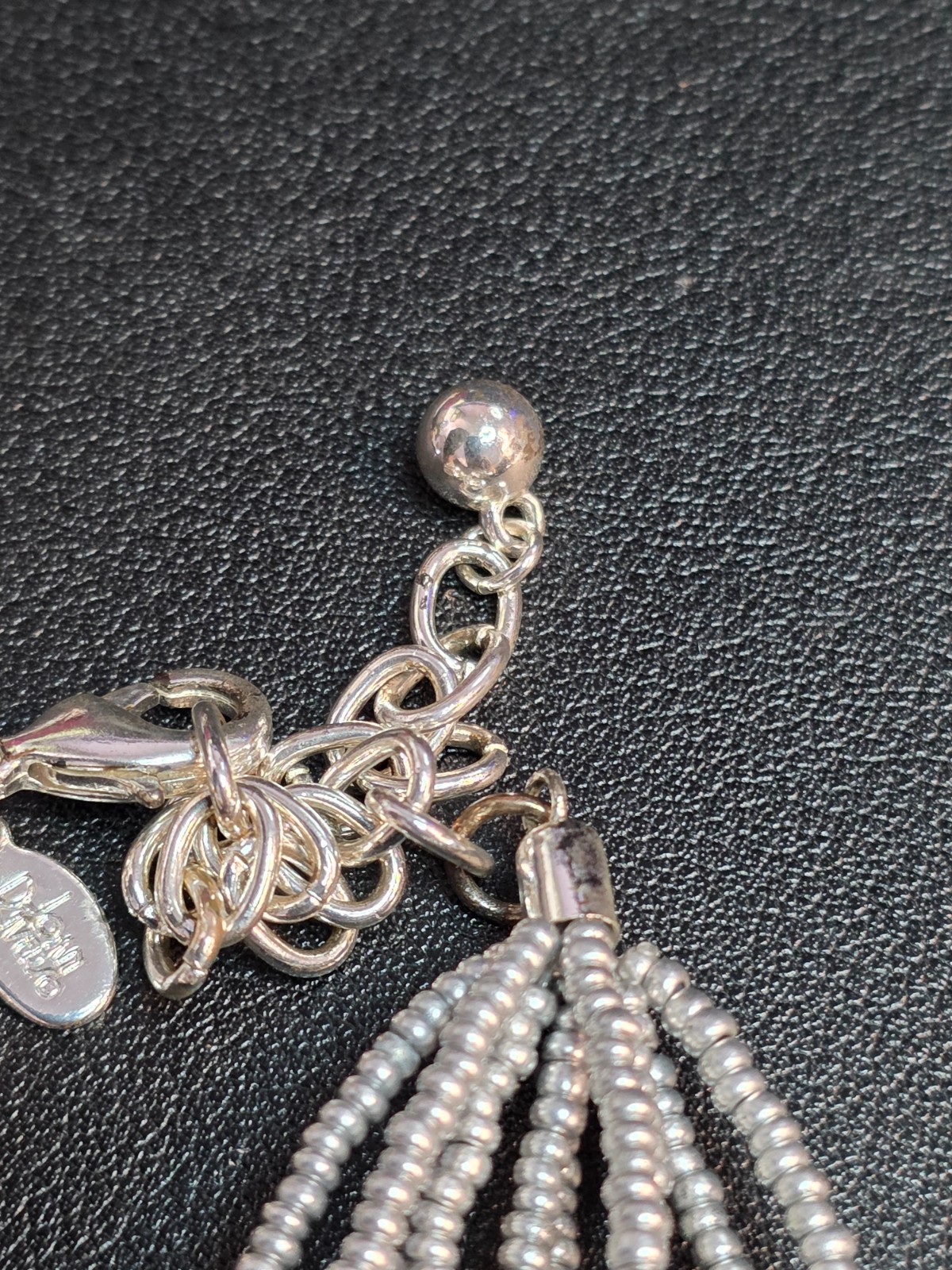 Joan Rivers Silver Medallion with Multi Strand Silver Seed Bead Necklace 21 Inch