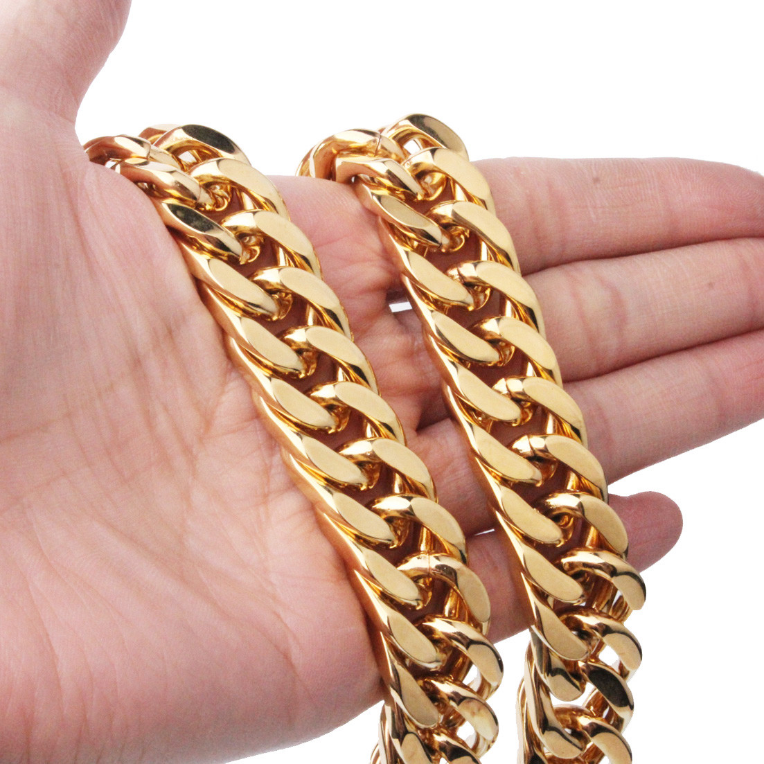 14k 24 in 6/8/10/12/14/16/18mm Gold plated Miami cuban link stainless steel