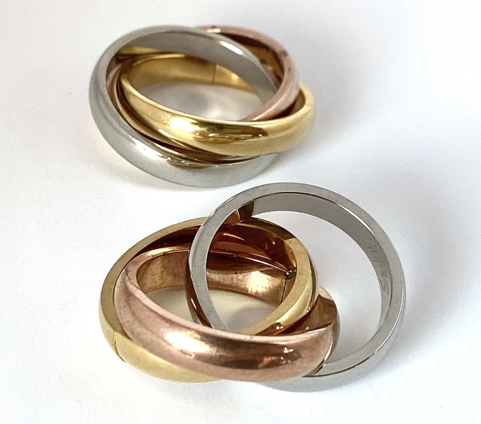 316L Stainless Steel Triple Tone Tri-Roll Links Band Ring Size 5,6,7,8,9 (FL210)
