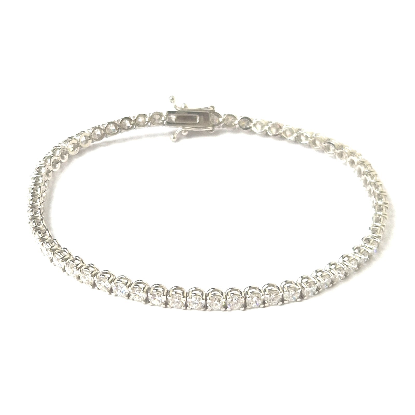 9ct White Gold Bracelet 6.15ct Lab Created Diamond 19cm Long 3.1mm Width 8.1g