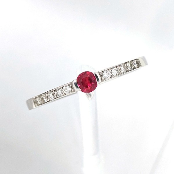 Ruby and Diamond Ring Pt900 Vintage Japanese Estate Jewelry JEM-SN-8
