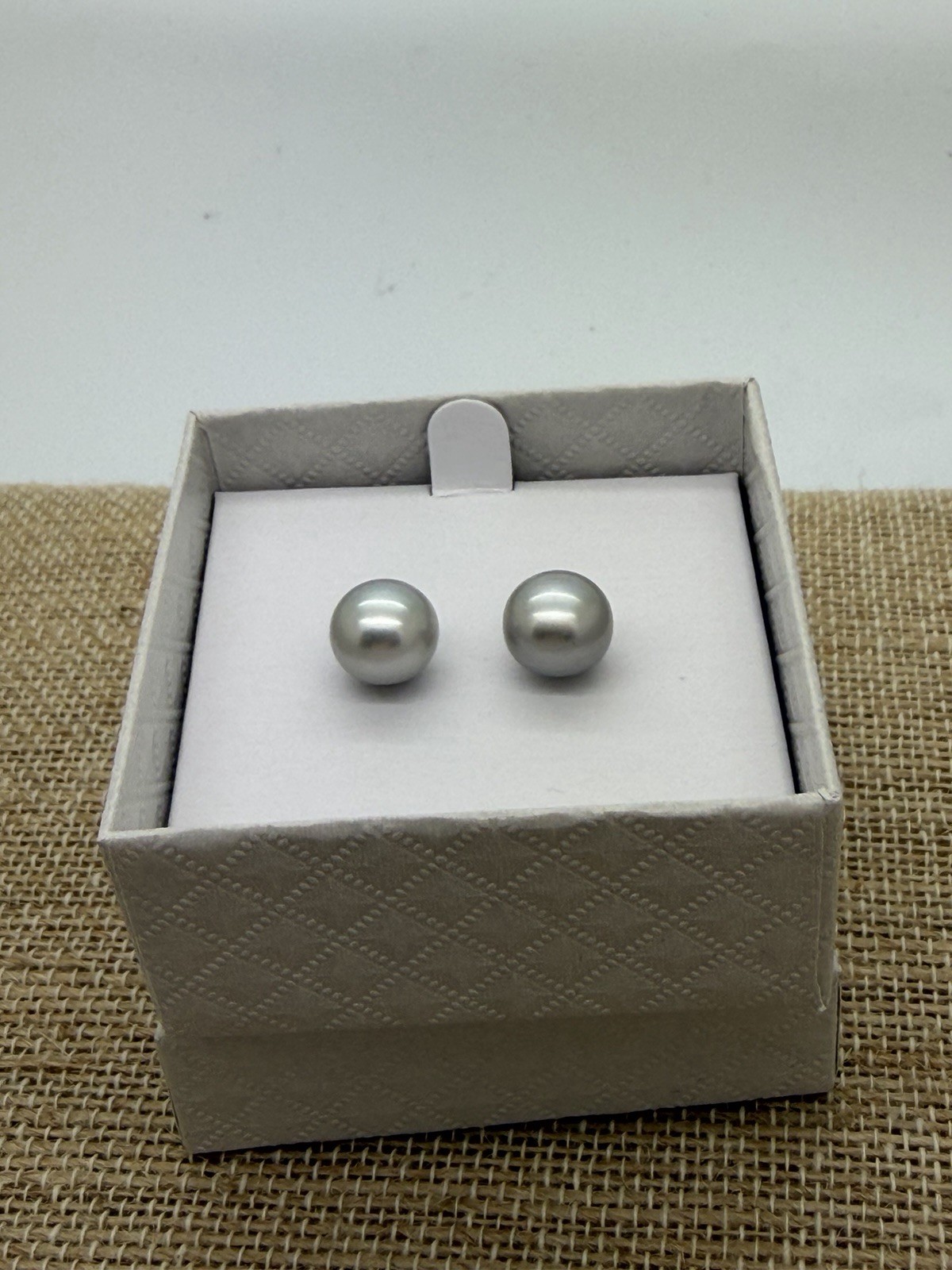 HONORA PEARL STERLING SILVER Light gray PEARL STUD EARRINGS 9MM NEW IN BOX