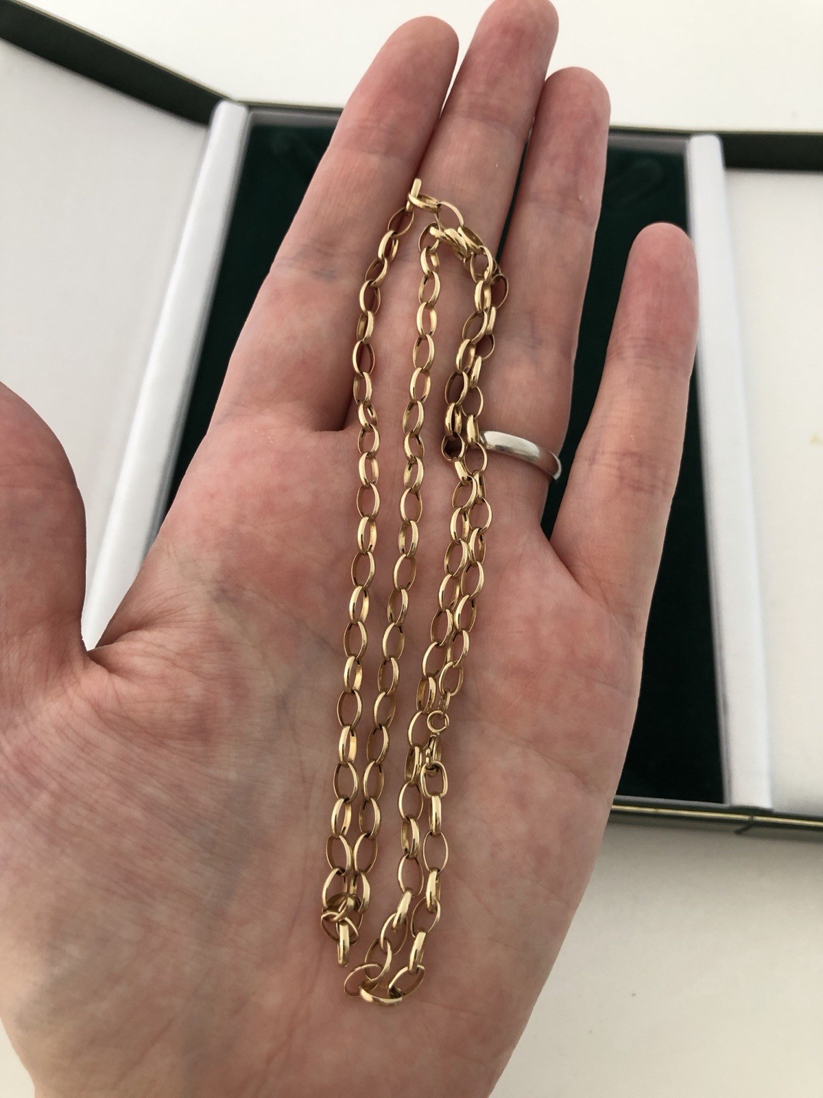 Vintage 9ct 9k Yellow Gold 375 Large Belcher Link Chain Necklace 20.5” 2.5g