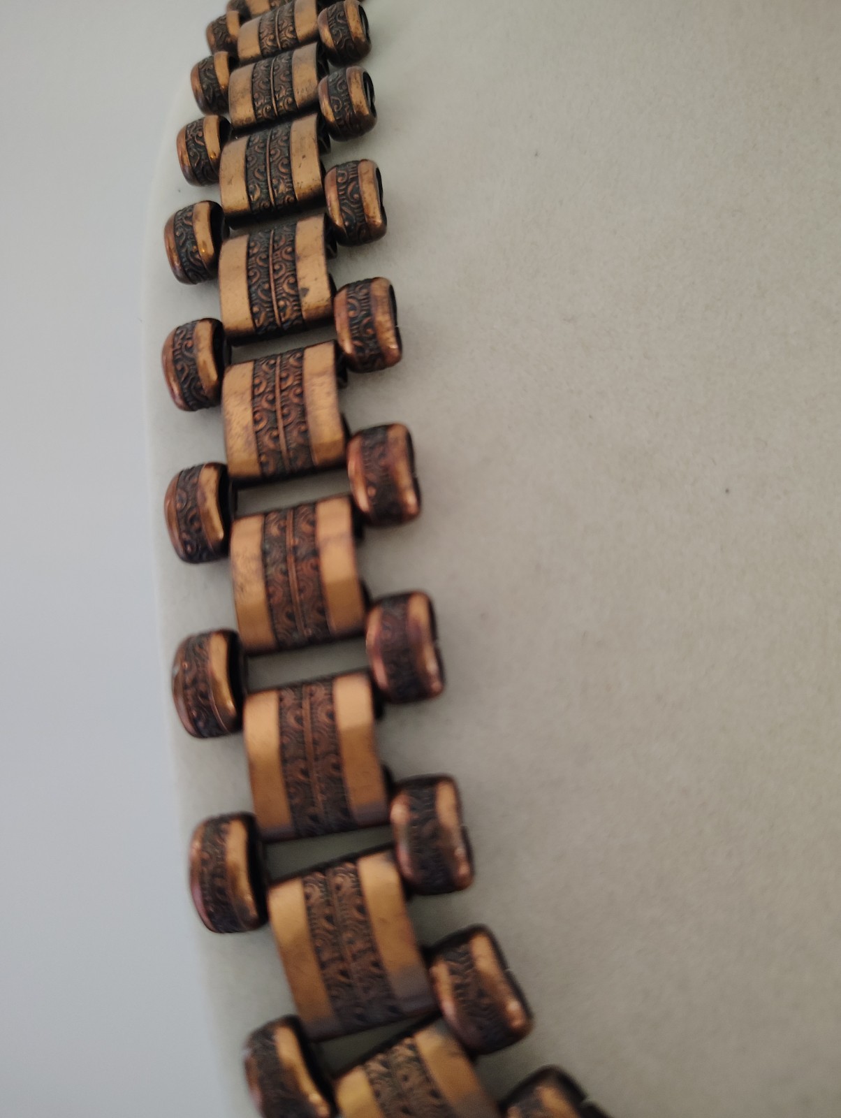 Vintage Heavy Copper Statement Panel Link Necklace 32″ Gate Book Chain 209g