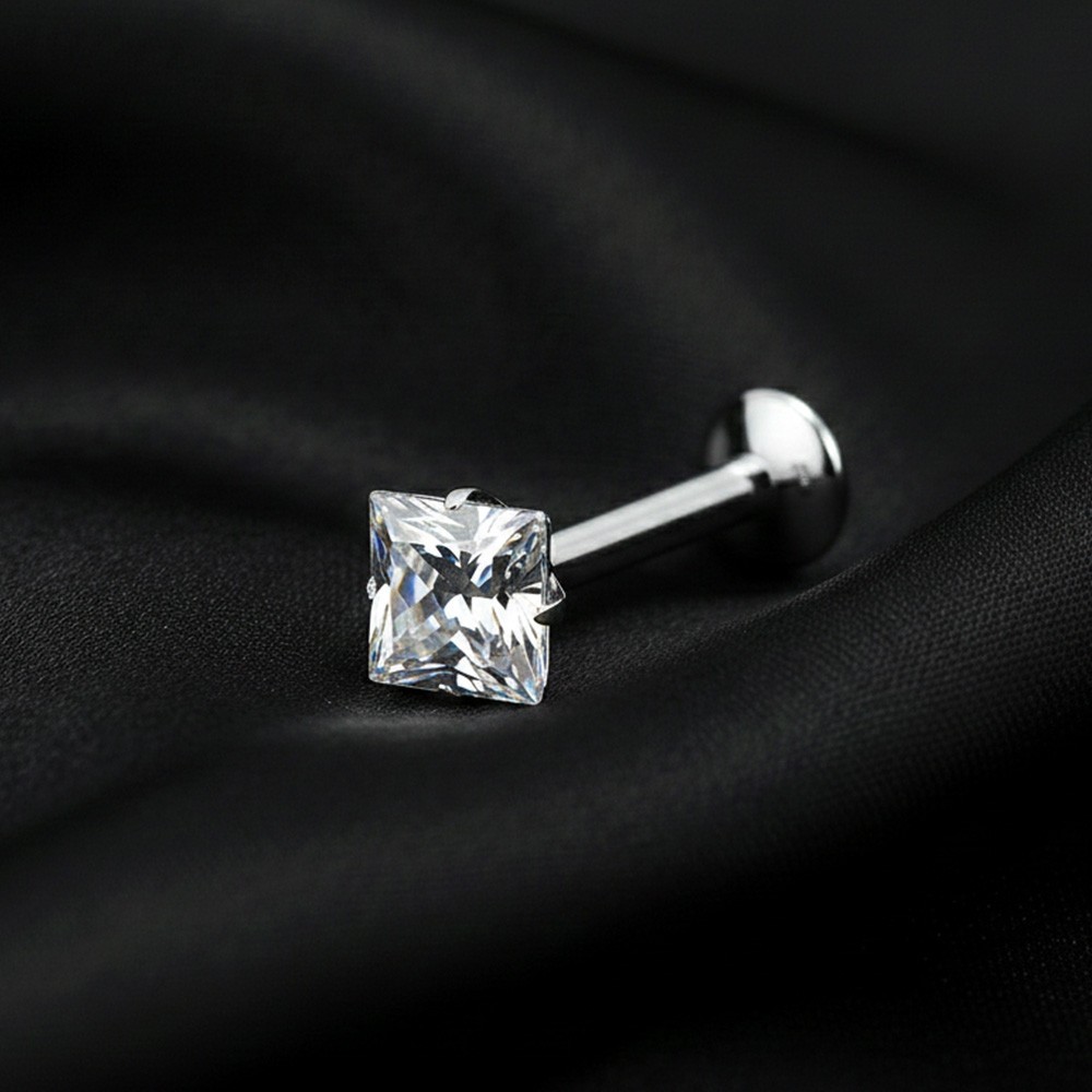 Implant Grade Titanium OneFit Threadless Moissanite Diamante Sparkle Labret