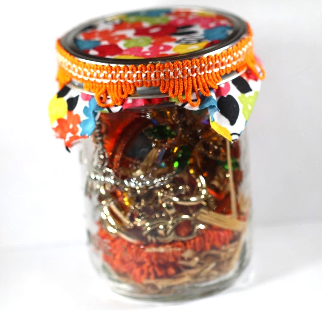 1 Pint Mystery Jewelry Jar- All Wearable – Hand Picked – Orange theme NICE