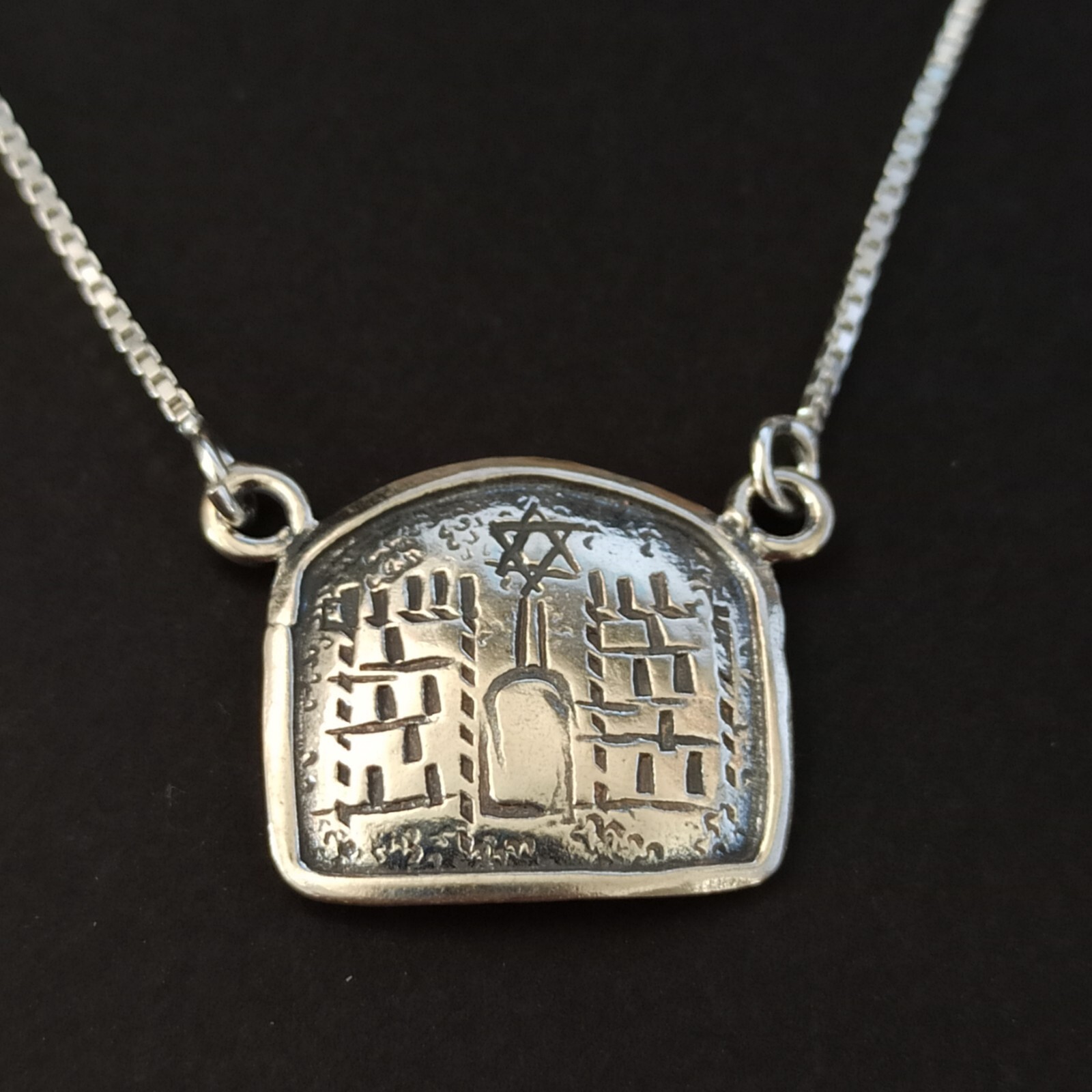 Vintage Star of David Necklace 90s Israel Artisan Silver 925 Judaica Gift Box 19