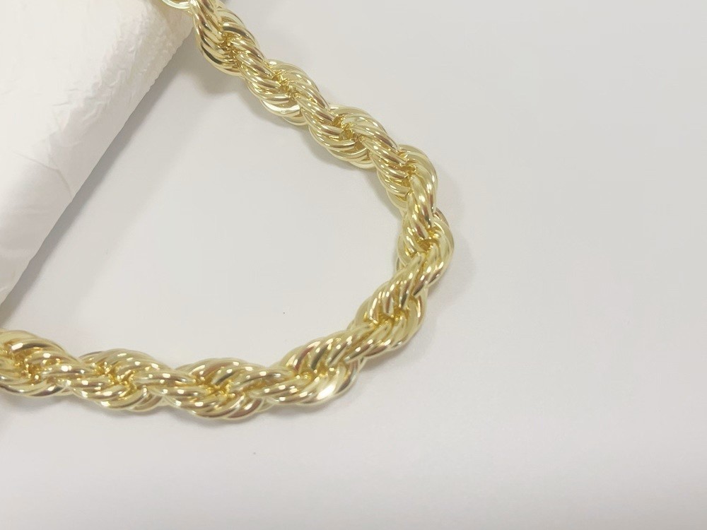 10K Yellow Gold 10mm Diamond Cut Rope Chain Bracelet Men Women 7.5″ 8″ 8.5″ 9″