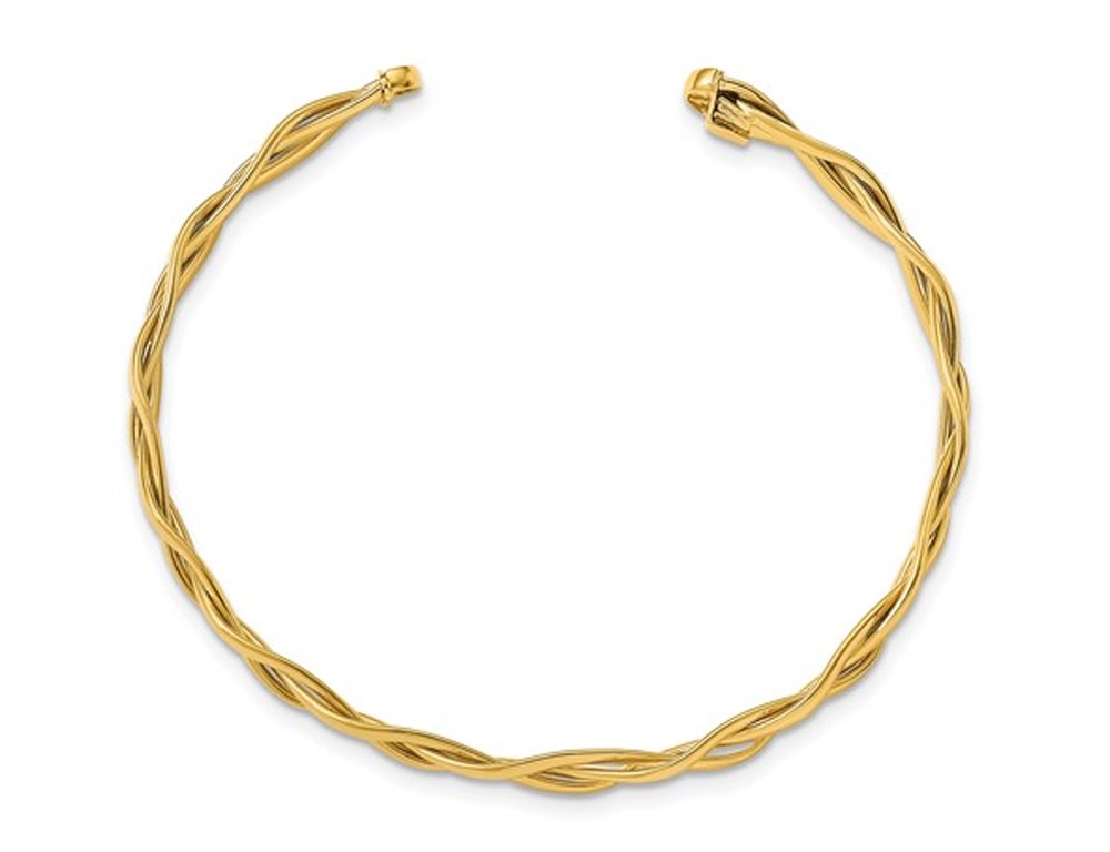 14K Yellow Gold Braided Bracelet Cuff Bangle