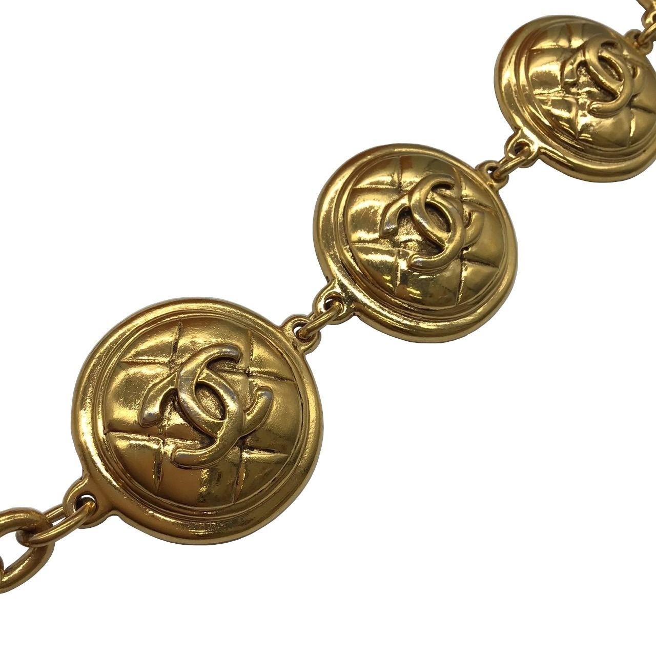Authentic Chanel Bracelet Coco Mark Logo GP Gold Matelasse Accessories