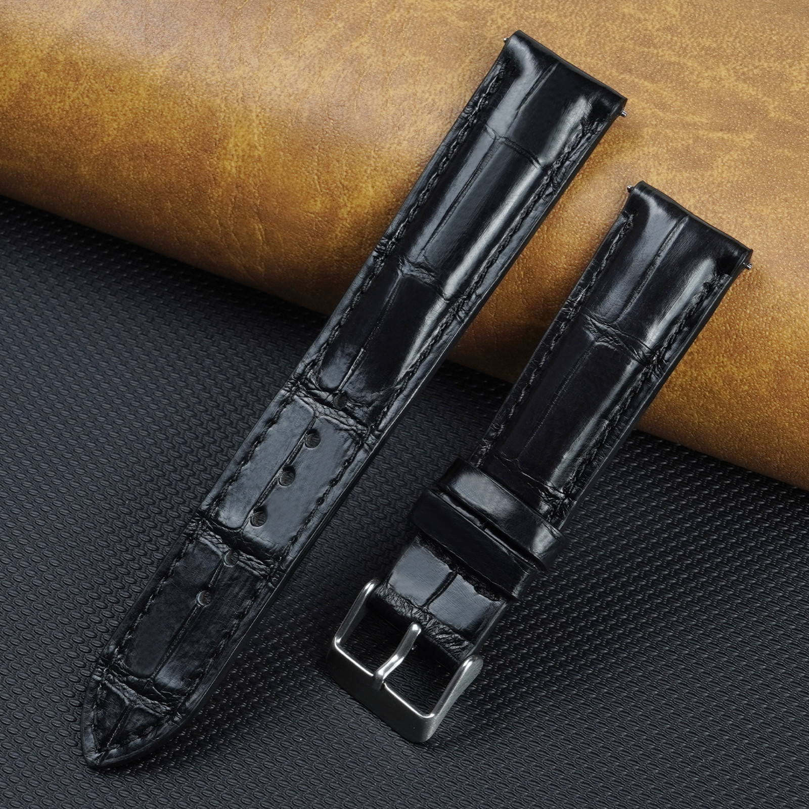 Real Crocodile Leather Watch Band Men Crocodile Watch Strap Quick Release