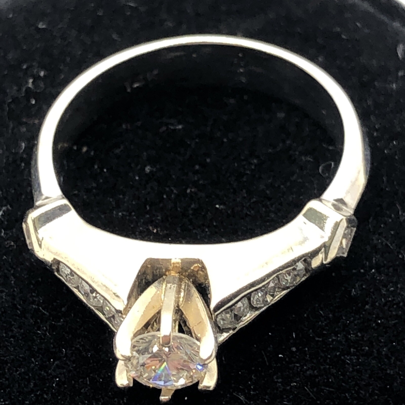 14K Two Tone Gold Solitaire 0.38CTW with Diamonds 0.37CTW Engagement Ring 4.7gr.