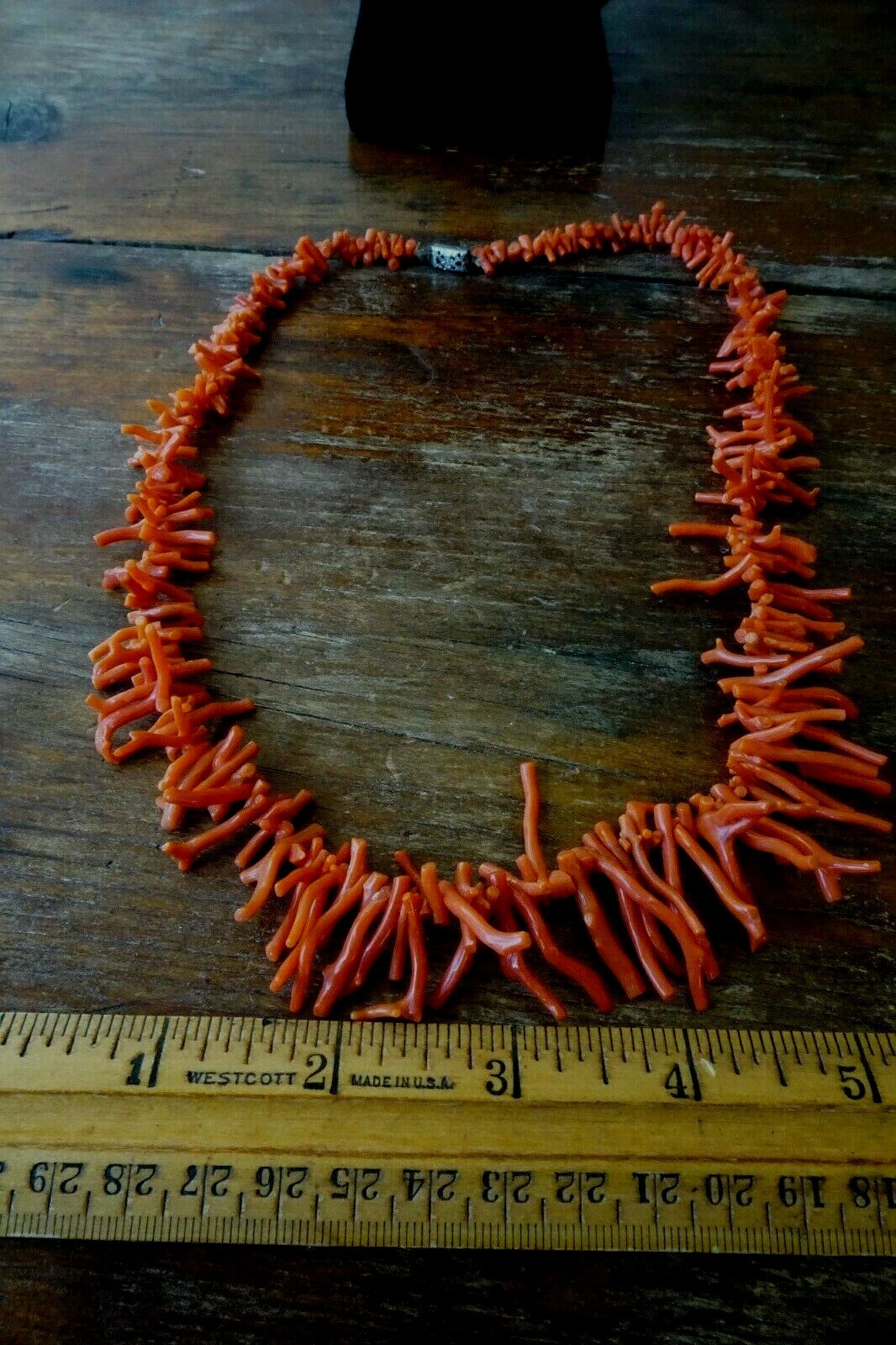 Vintage Antique Italian Salmon Coral Branch Necklace 45 grams