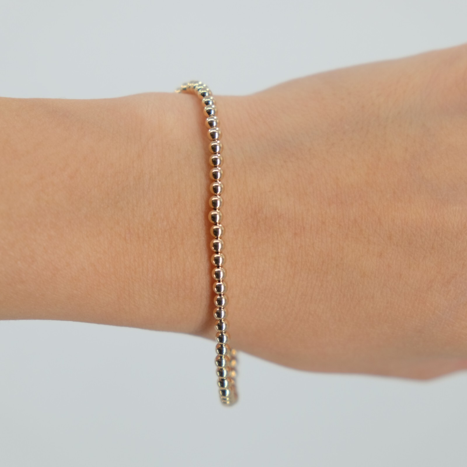Italian 14k Yellow Gold Ball Beads Bracelet 7.75″ 3mm 3.2 grams