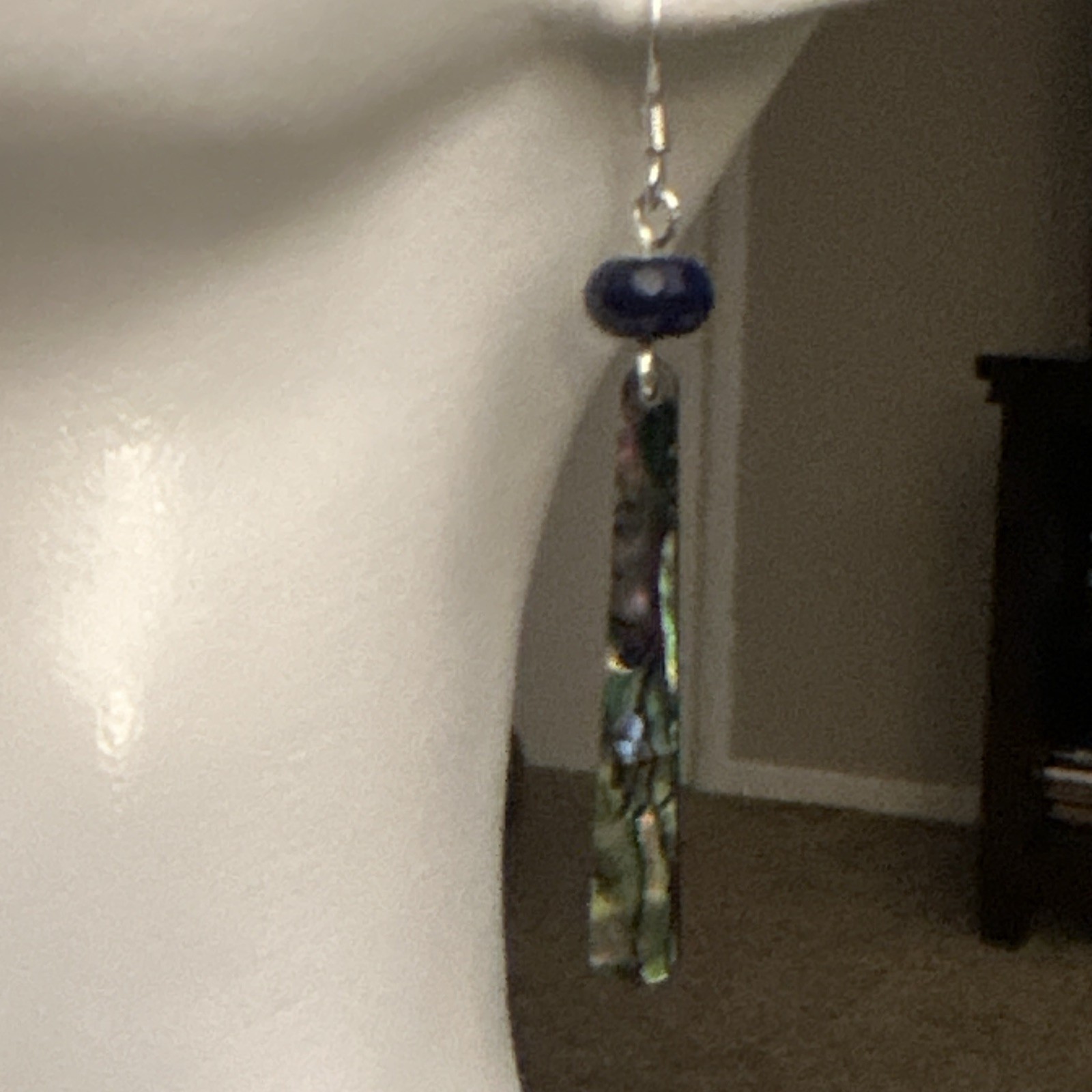 Pretty Modern Long Tapered Abalone Stick Earrings . Ear wires is 925