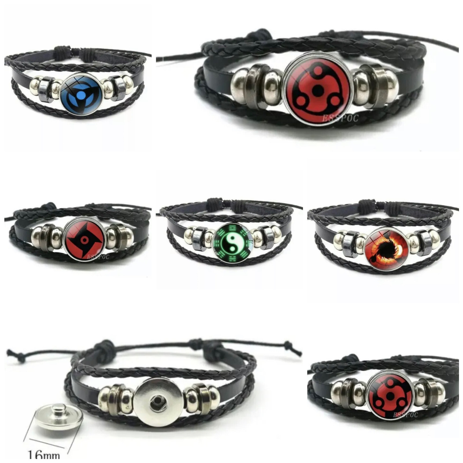 Naruto Anime Sharingan Bracelet Pick One Sasuke Kakashi Madara Obito Mangekyou