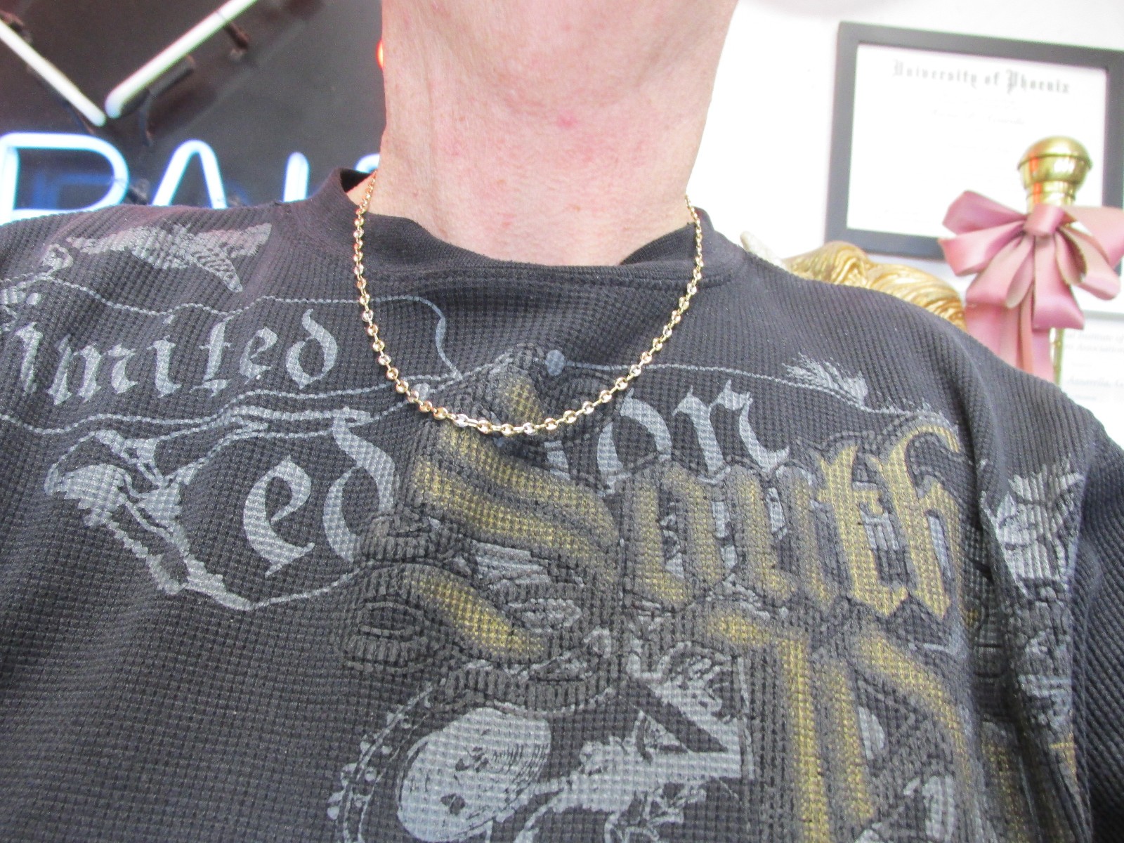 18k Solid Tri Color Gold Anchor Link Necklace 20.5 in. for Him / Her NO RESERVE