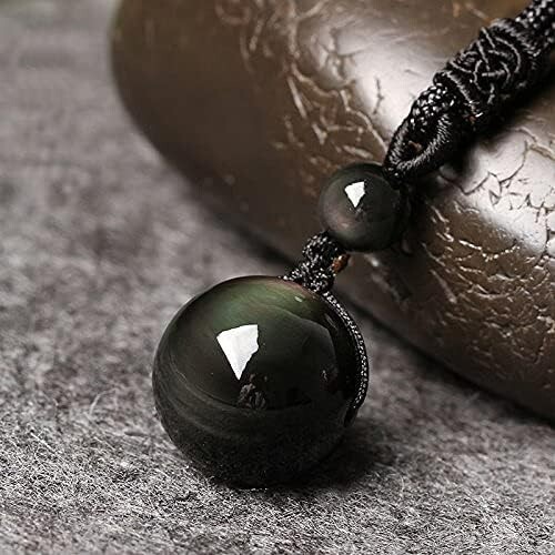 Natural Rainbow Obsidian Stone Pendant Amulet Men Women Necklace Healing Reiki