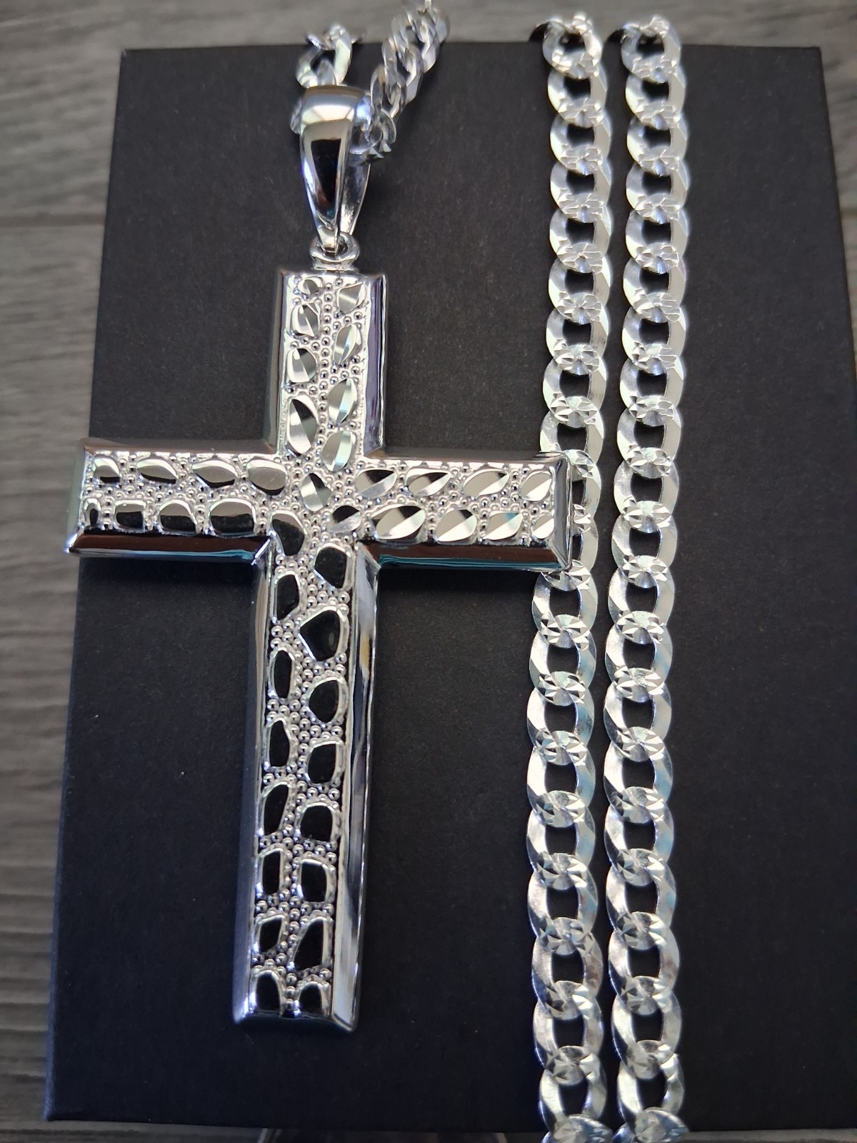 cadena y cruz de plata 925 plata real autentica y marcada