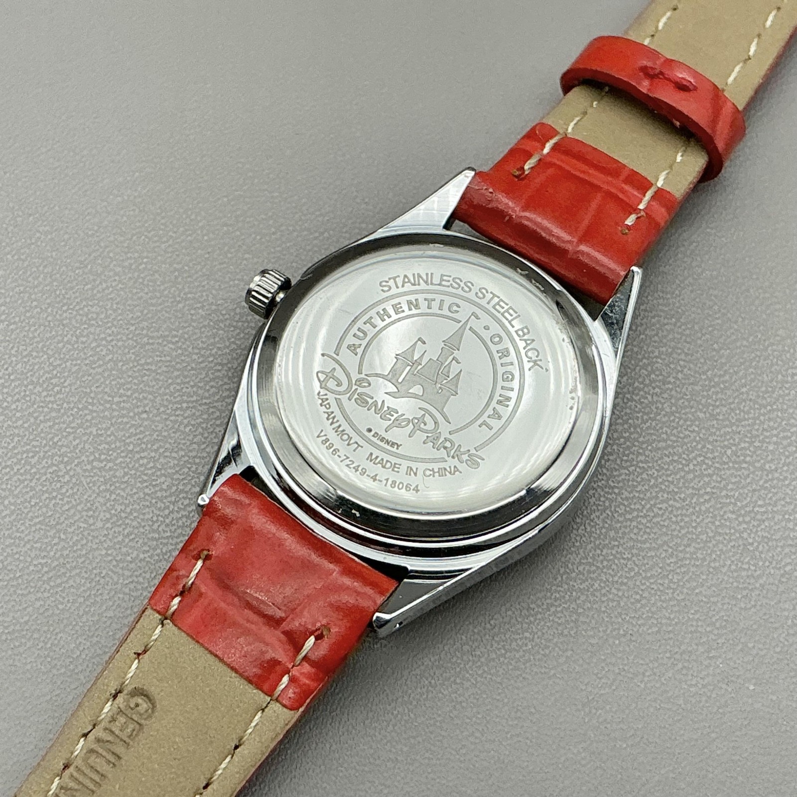 Disney Parks Womens Watch White Dial Minnie Mouse Red Strap Quartz Analog