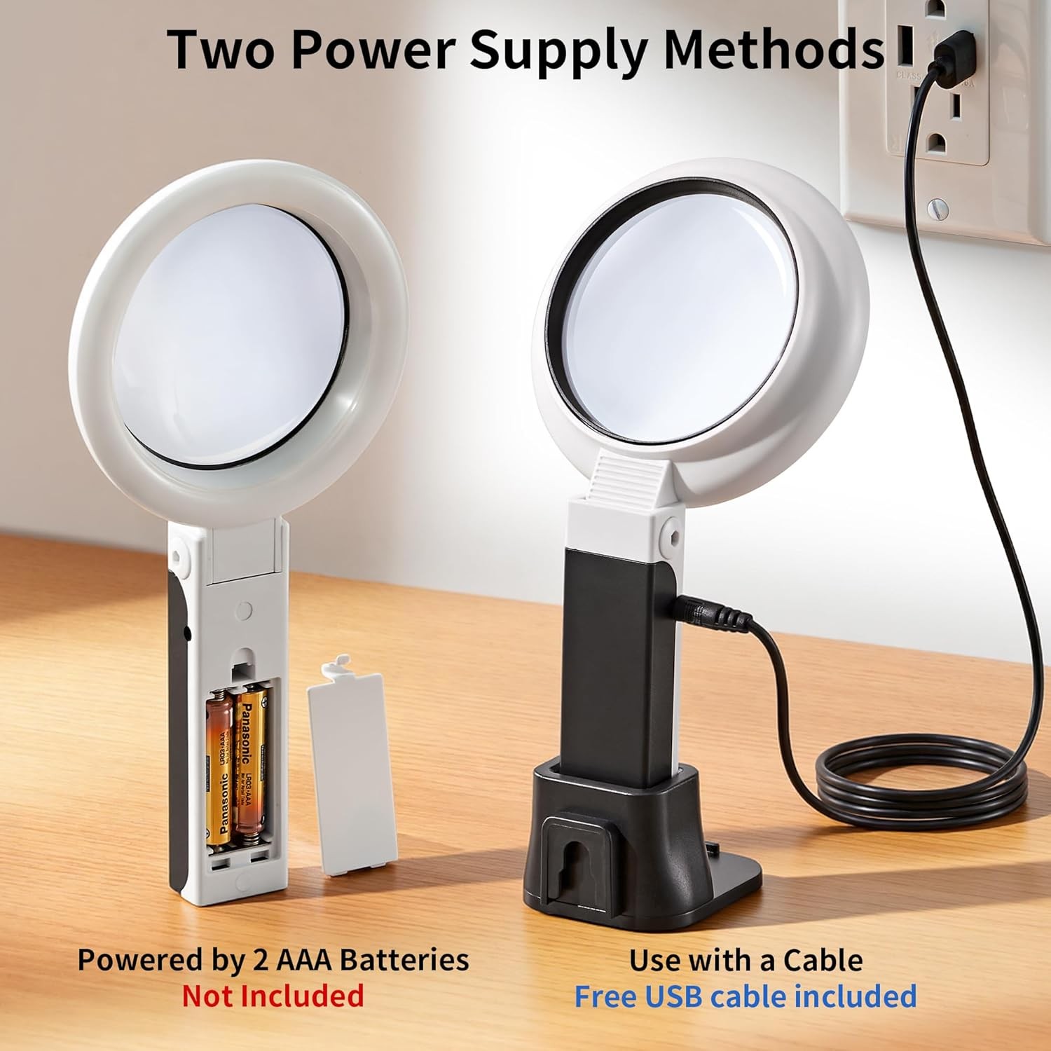 Magnifying Glass with Light Stand 3-Mode LED Hands Free Desk Magnifier