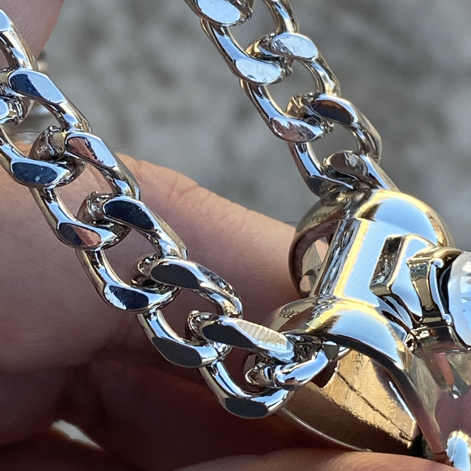 Huge Open Cross Iced Flooded Out CZ Silver Tone Cuban Link Hip Hop Chain 30″