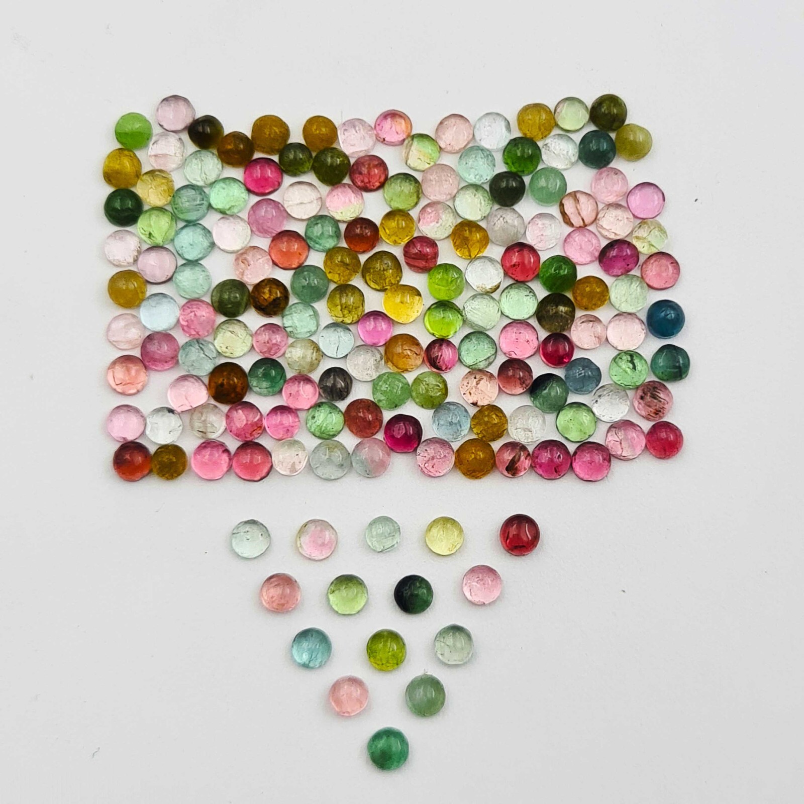 Natural Multi Tourmaline Round Cabochon Loose Gemstone Lot 100 Pcs 3 MM