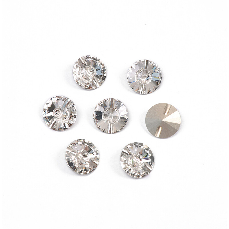 Crystal AB Clear Rivoli Glass Sew Buttons Decorative For Needlework Craft Sewing