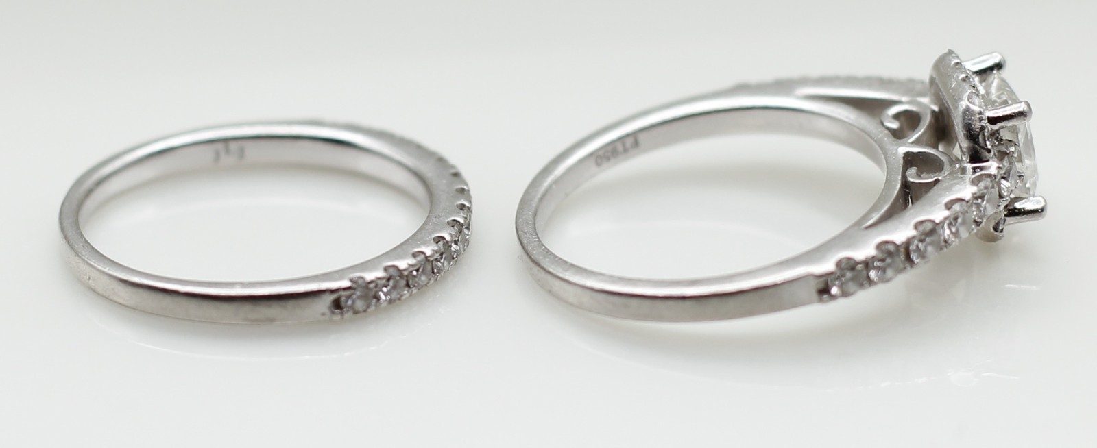 Platinum 1.80 ctw Princess Natural Diamond VS1-H Wedding Ring Set 8.8 Grams