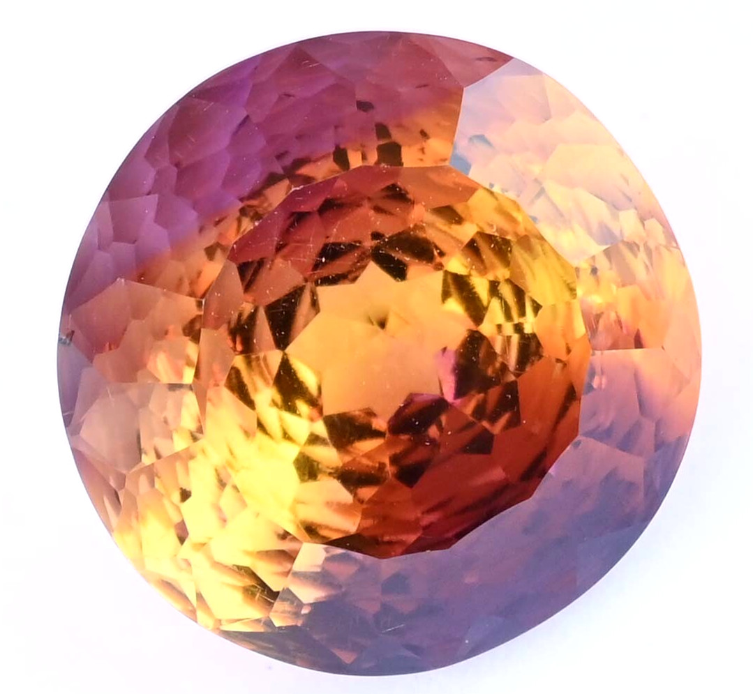 21.70 Ct Untreated Flawless Natural Bi-Color Ametrine Round Certified Gemstone