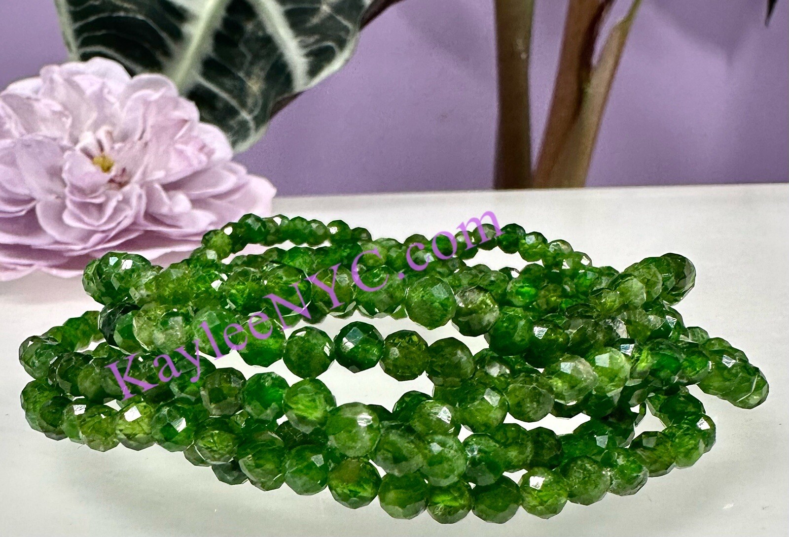 Wholesale 6 Pcs Natural Diopside 4mm Faceted 7.5” Stretch Bracelet