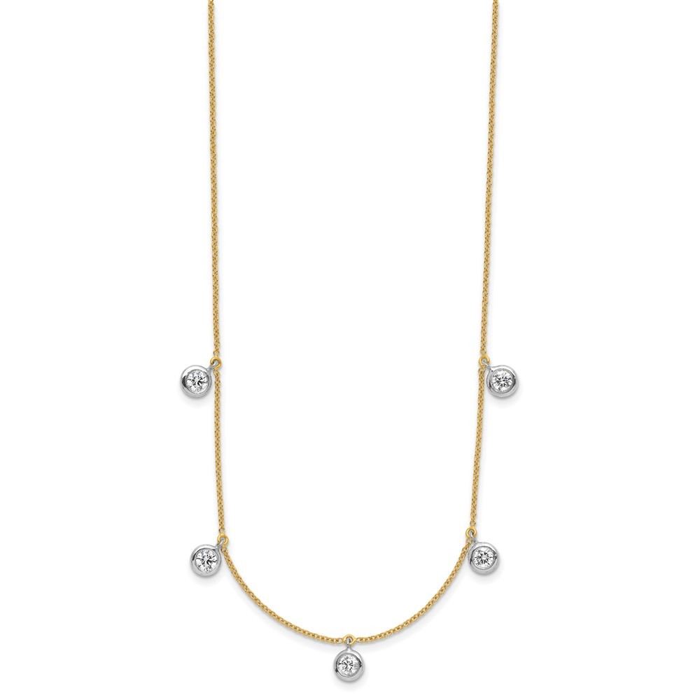 18K Two-tone Gold Diamond Stations Necklace 18″ for Women 3.97gram