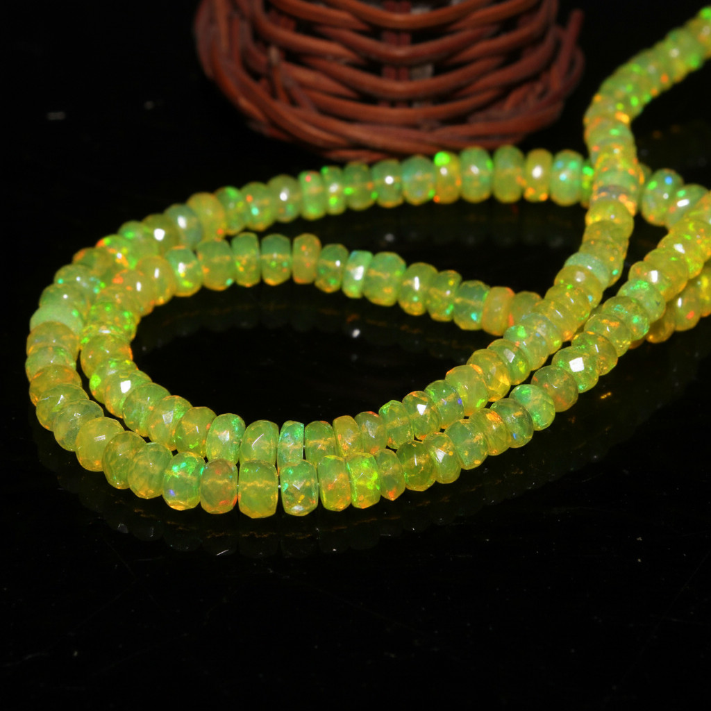 Ethiopian Fire Opal Beads Strand 4-5mm Rondelle Gemstone 8 Inch Jewelry Making