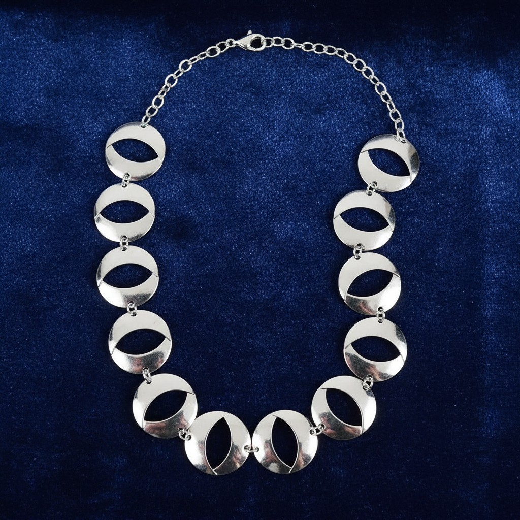 Sterling Silver Dimensional Disc Adjustable 18″ Necklace QVC – 34 grams