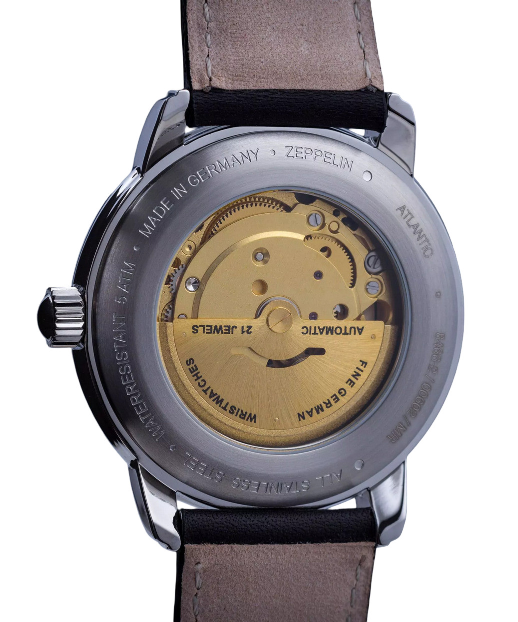 Zeppelin Automatic Atlantic Black Dial Day Date 8466-2 Leather Band Men’s Watch