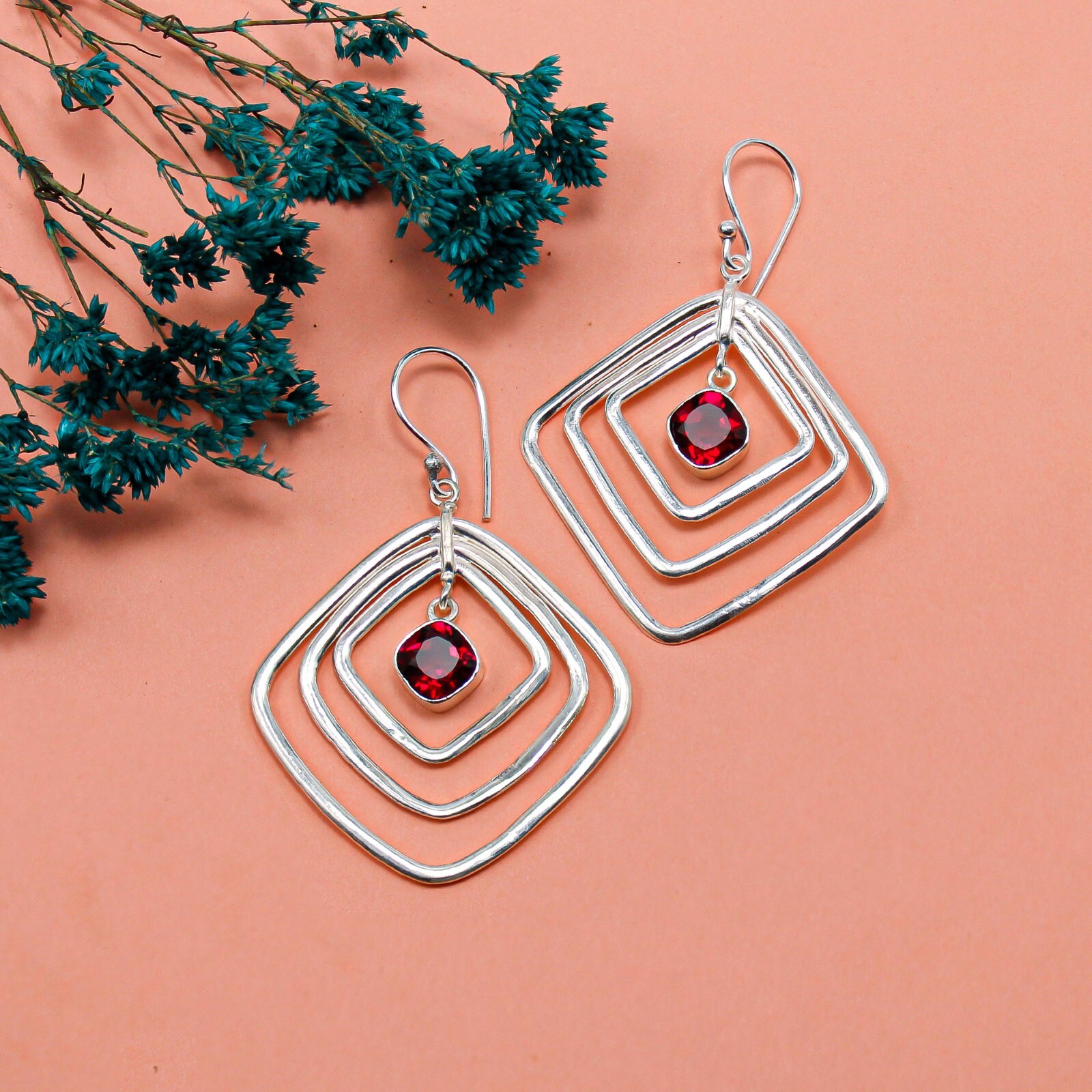 Pink Rubellite Jewelry Silver Gift For Friend Drop/Dangle Earrings 2.44″