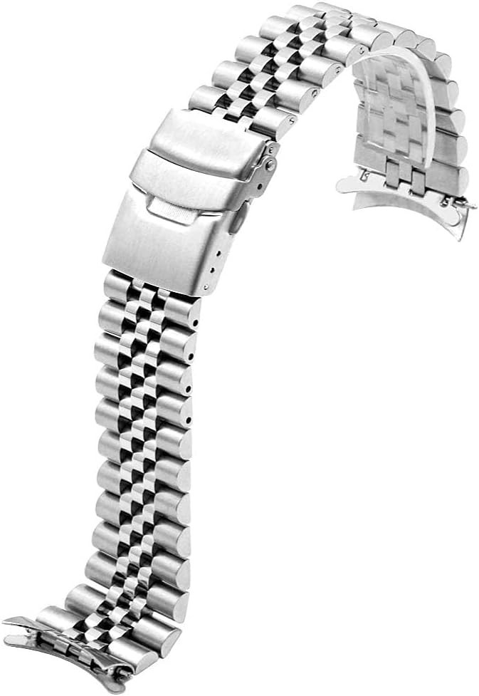 Stainless Steel Curved Ends Tapered 18mm 20mm 22mm 23mm 24mm Metal Watch Band…