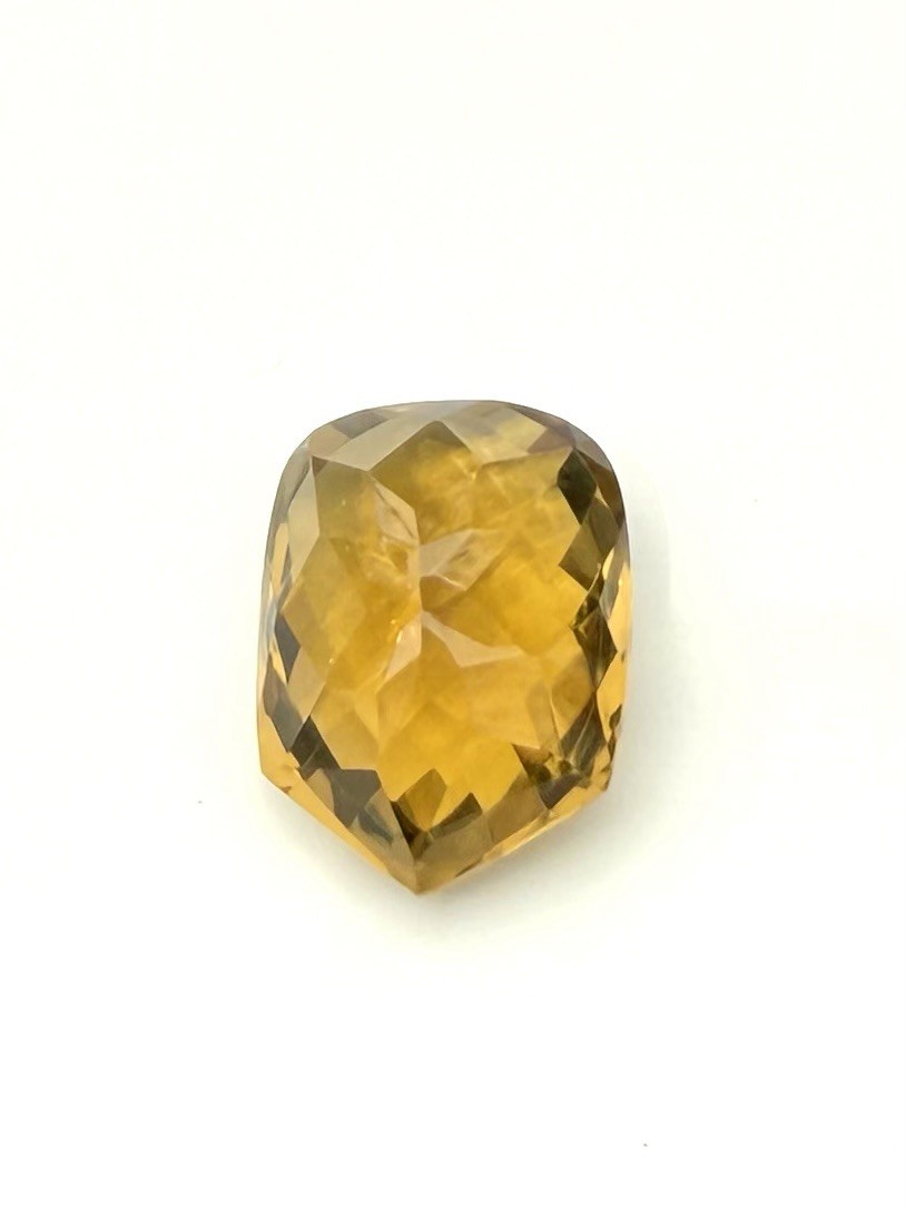 42 Carat Golden Brazilian Citrine – Chevron/Shield Shape, Rose Cut Faceting