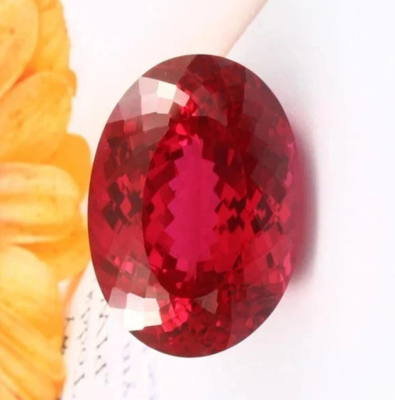 35.05 Ct AGL Certified Natural Burmese Red Ruby Oval Cut Loose Faceted Gemstone