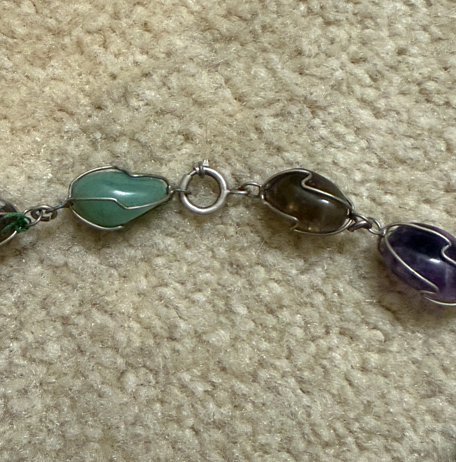 Lot of 3 Vintage Necklace Bracelet Wire Wrapped Caged Semi Precious Gemstones