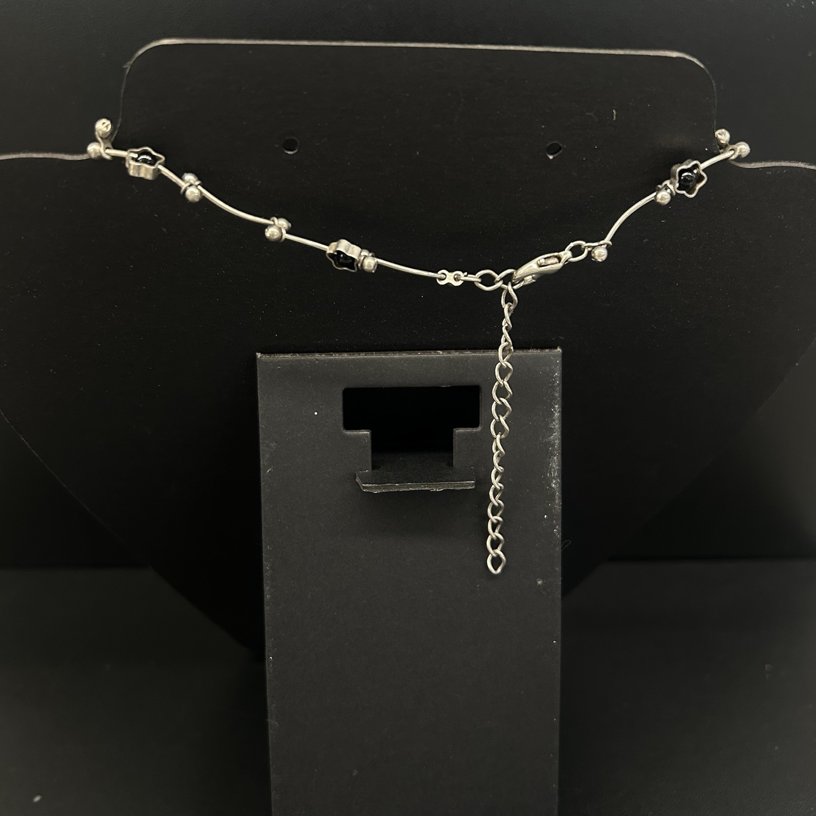 Silver Toned Beaded Choker/Necklace 13 Inch Long With 3 Inch Extender