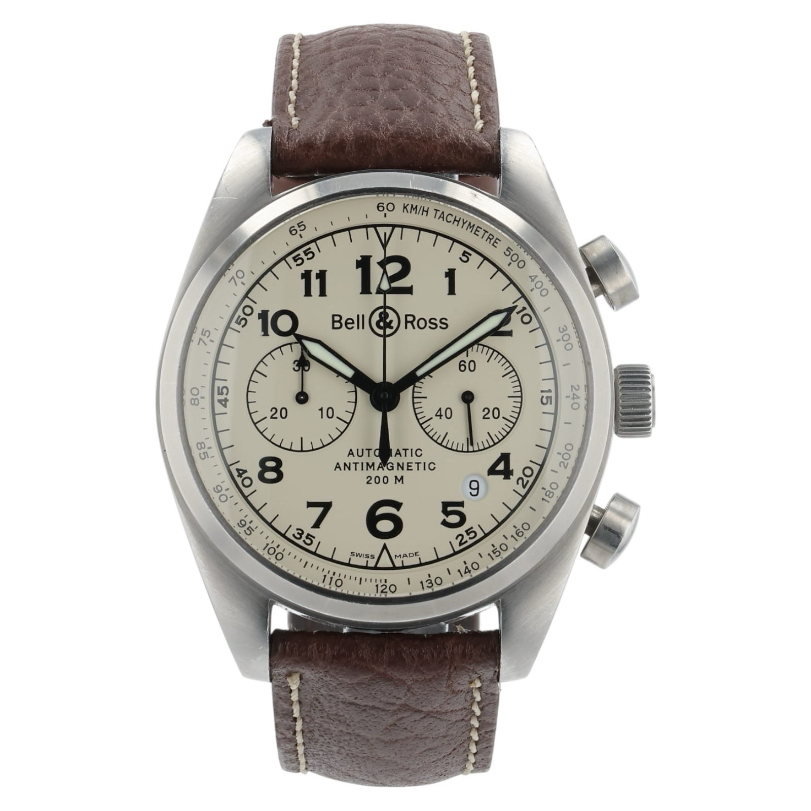Bell & Ross Chrono Stainless Steel Beige Dial 42mm Automatic Men’s Watch 126XL