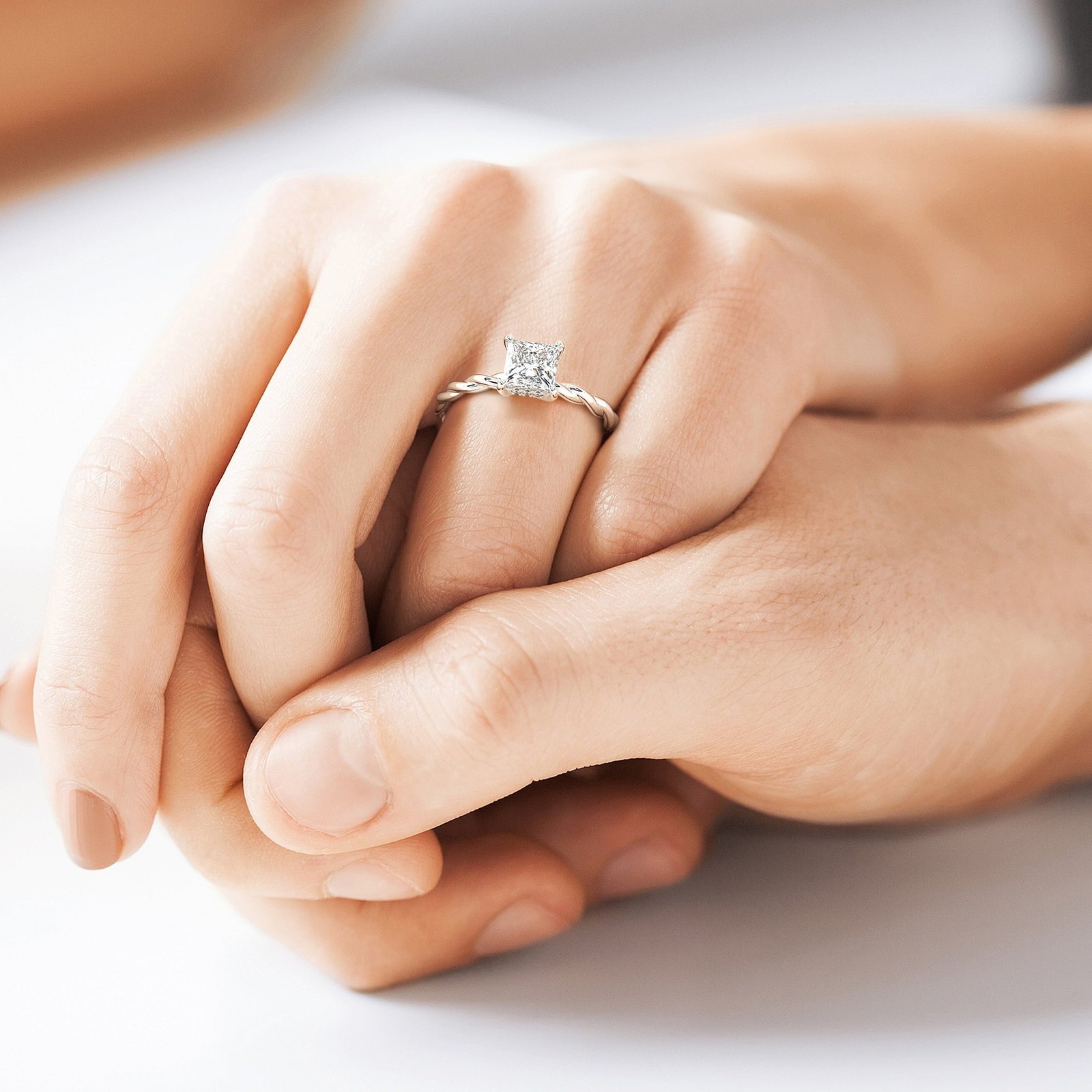1.05 Ct Princess Cut Diamond Engagement Ring VS2 D White Gold 14k