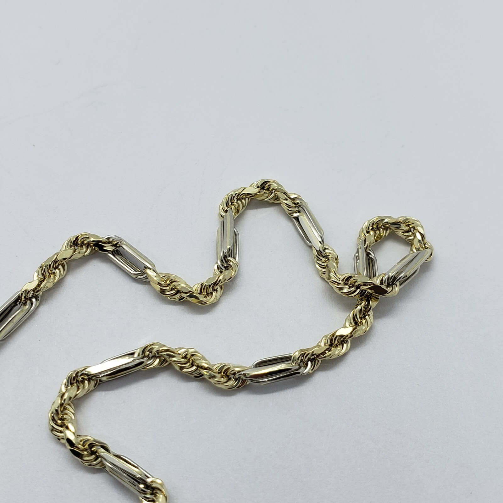 Authentic 14k Real Gold Two Tone Figarope Chain Necklace Lobster 3mm-6mm 18″-30″