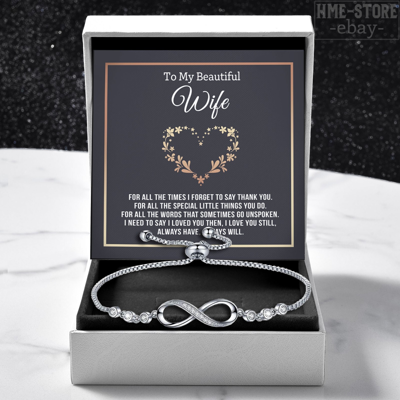 To My Beautiful Wife Bracelet Infinity Romantic Gifts For Wife I Love You Always