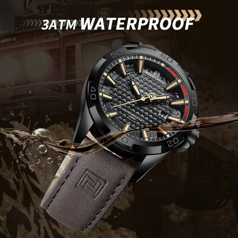 NAVIFORCE Men Casual Sport Military Quartz Calendar Wrist Watch for Man Business