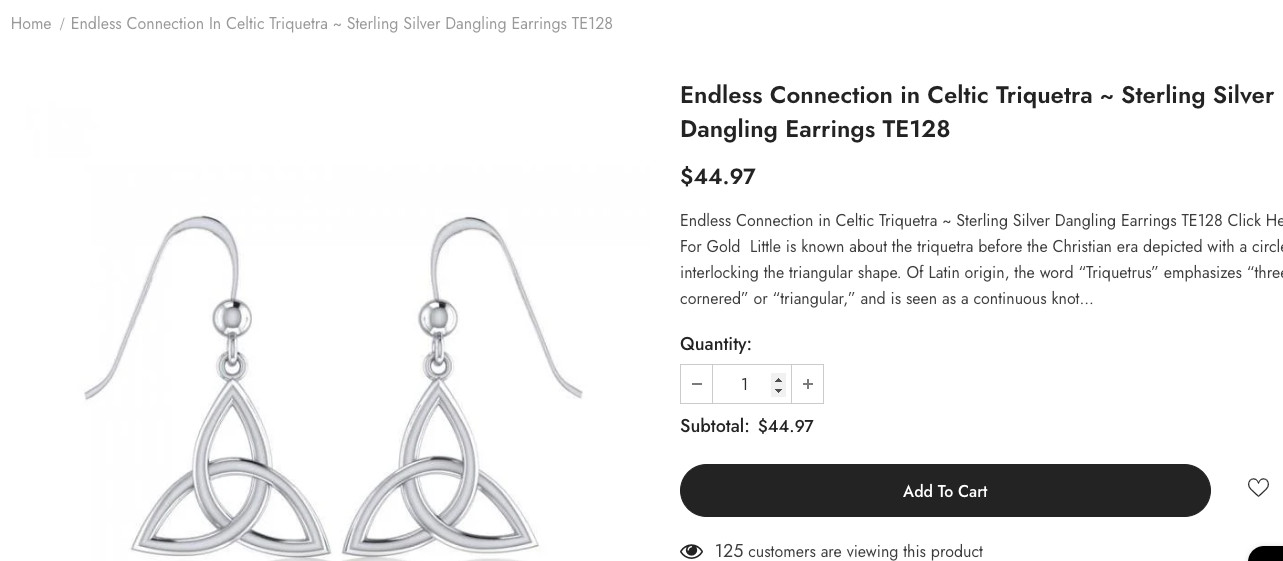 Celtic Knotwork Sterling Silver Triquetra Earrings Peter Stone New