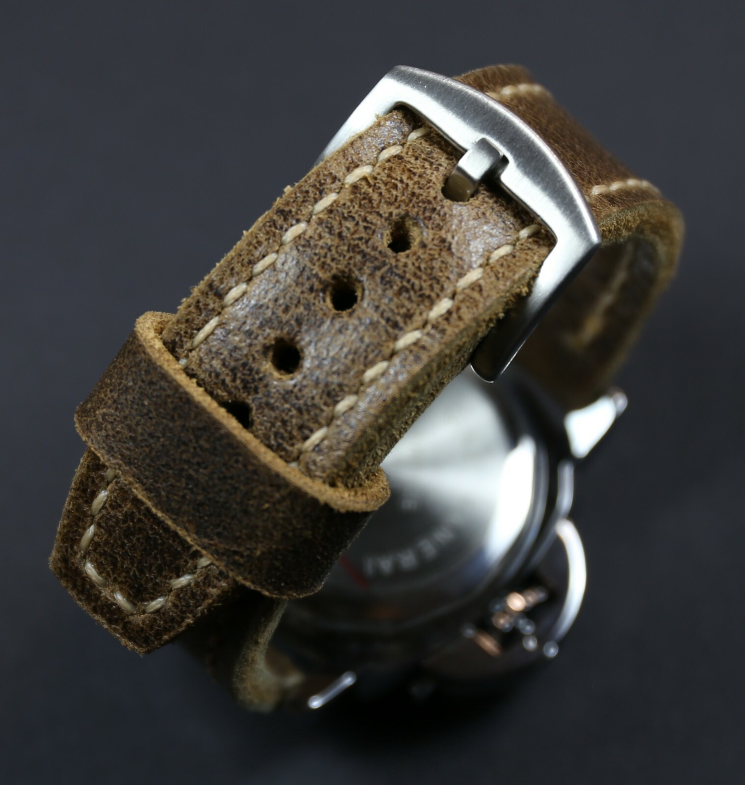 Brown Leather Watch band Soft Thick Distressed for PAM Handmade strap 18 – 26mm
