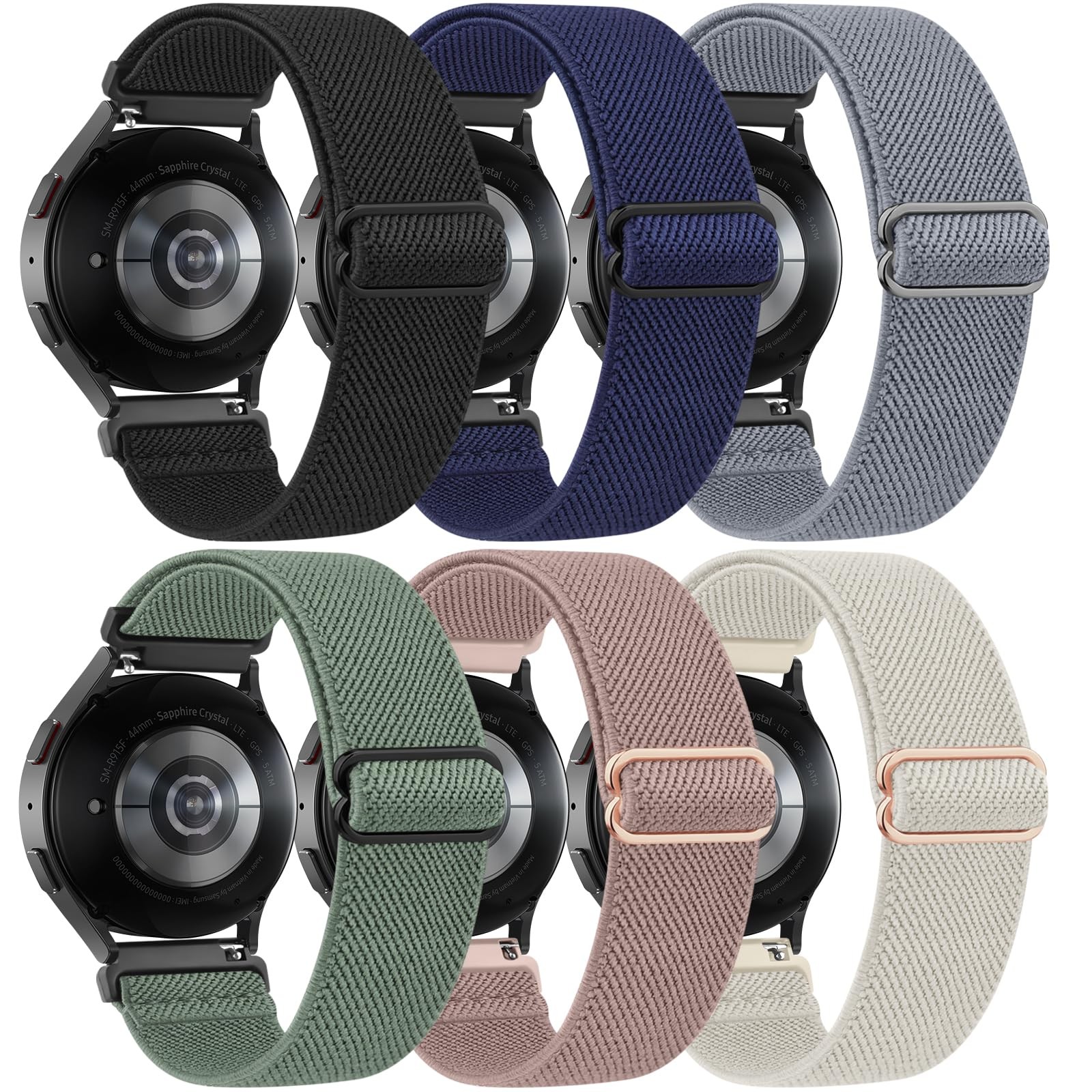6 Pack Elastic Bands for Samsung Galaxy Watch 7 Band 40mm 44mm, Adjustable So…