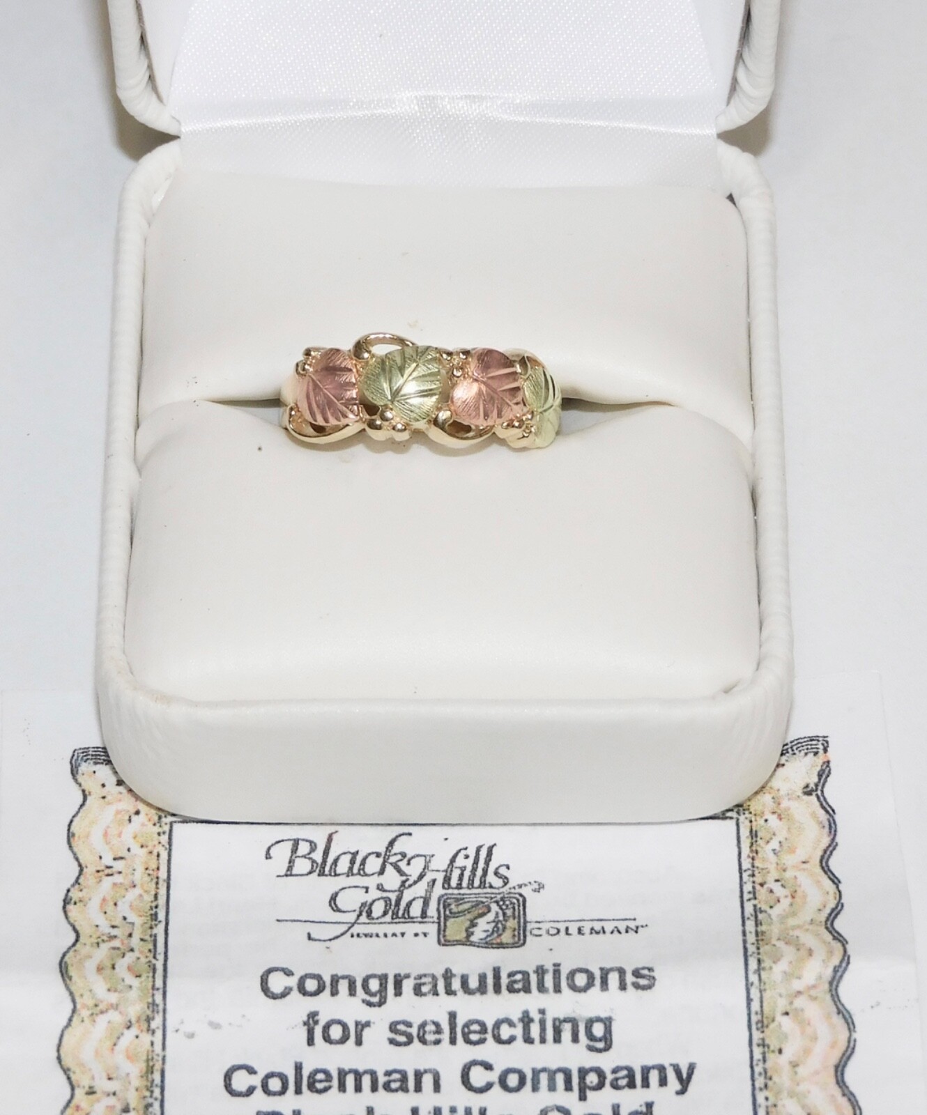 Black Hills Gold 10k Traditional Wide Band Leaves Ring Size 7